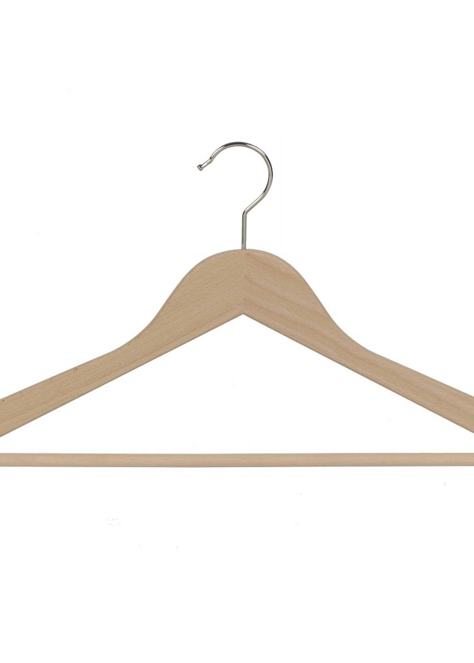 Cintre blouse / chemise (plat) bois hêtre verni naturel avec encoches et barre