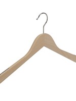 Cintre blouse / chemise (plat) bois hêtre verni naturel avec antidérapant sur épaules