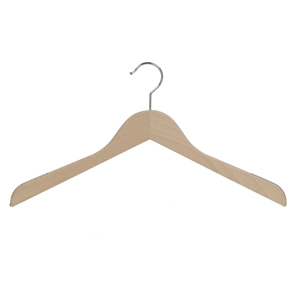 Cintre blouse / chemise (plat) bois hêtre verni naturel avec antidérapant sur épaules Cintre blouse / chemise (plat) bois hêtre verni naturel avec antidérapant sur épaules