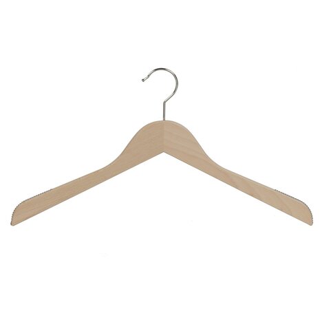 Cintre blouse / chemise (plat) bois hêtre verni naturel avec antidérapant sur épaules Cintre blouse / chemise (plat) bois hêtre verni naturel avec antidérapant sur épaules