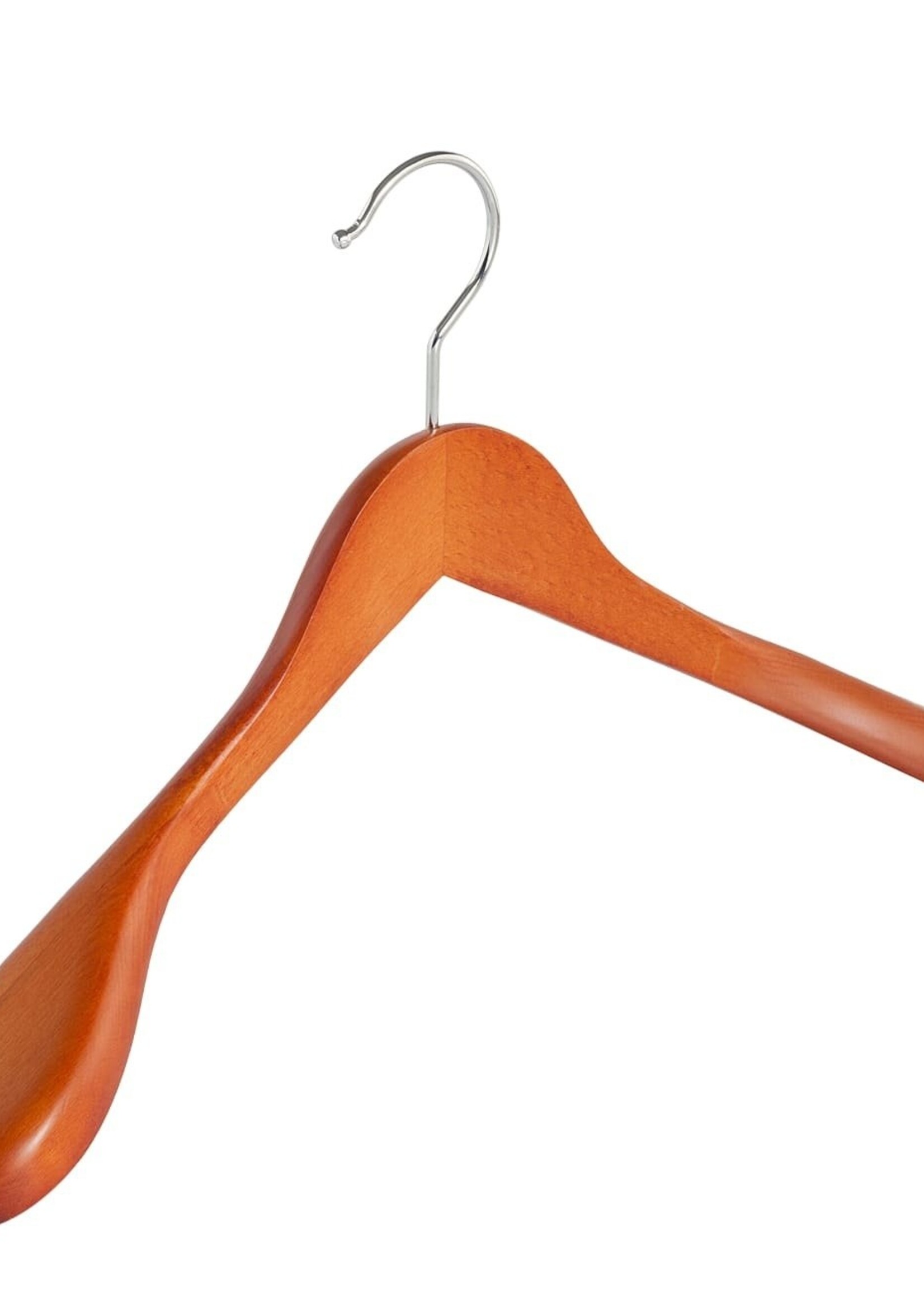 Cintre veste / costume (galbé) bois hêtre teinté cerisier avec épaules larges