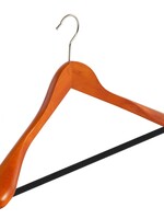 Cintre veste / costume (galbé) bois hêtre teinté cerisier avec épaules larges et barre antidérapant