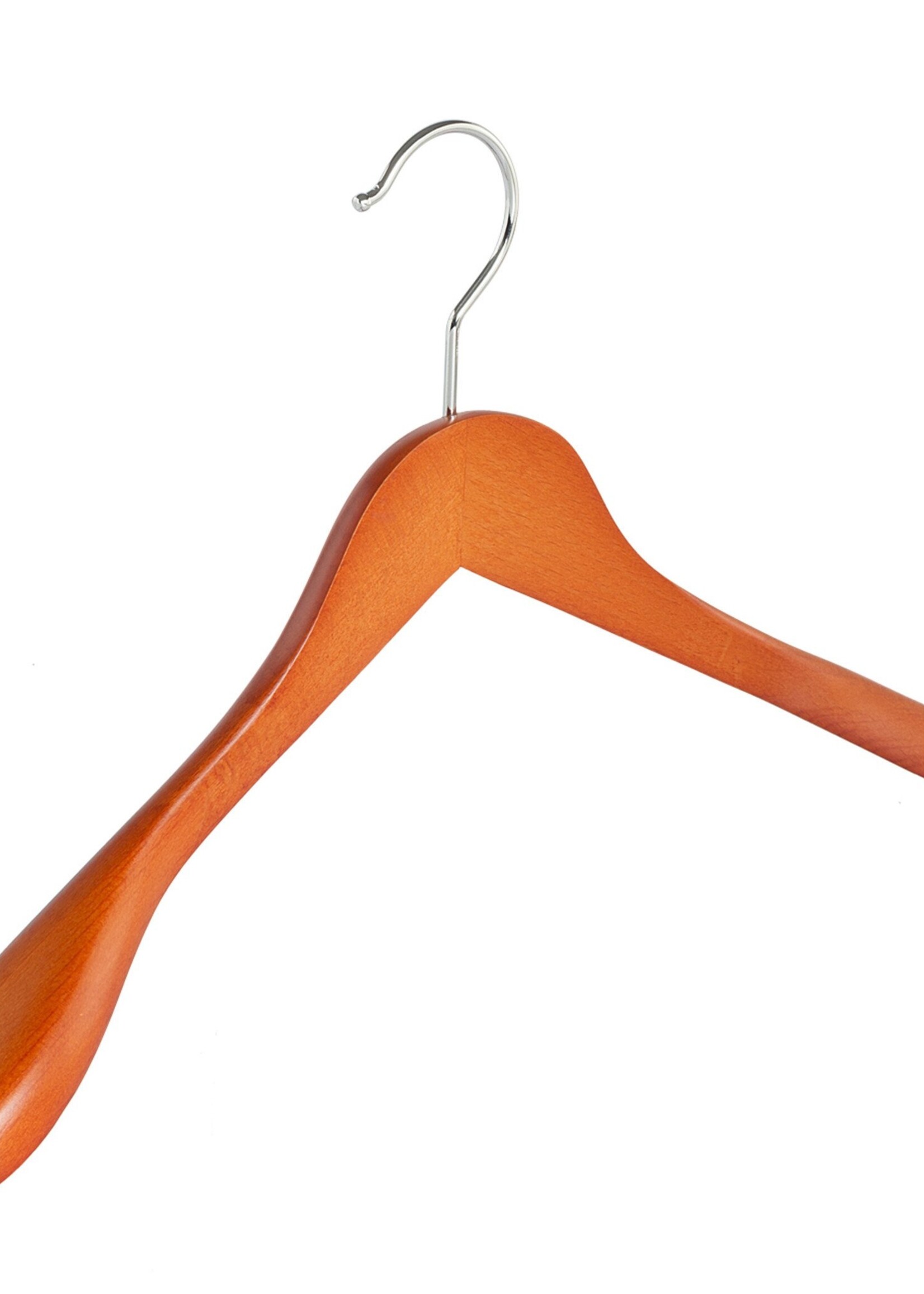 Cintre veste / costume (galbé) bois hêtre teinté cerisier avec épaules larges