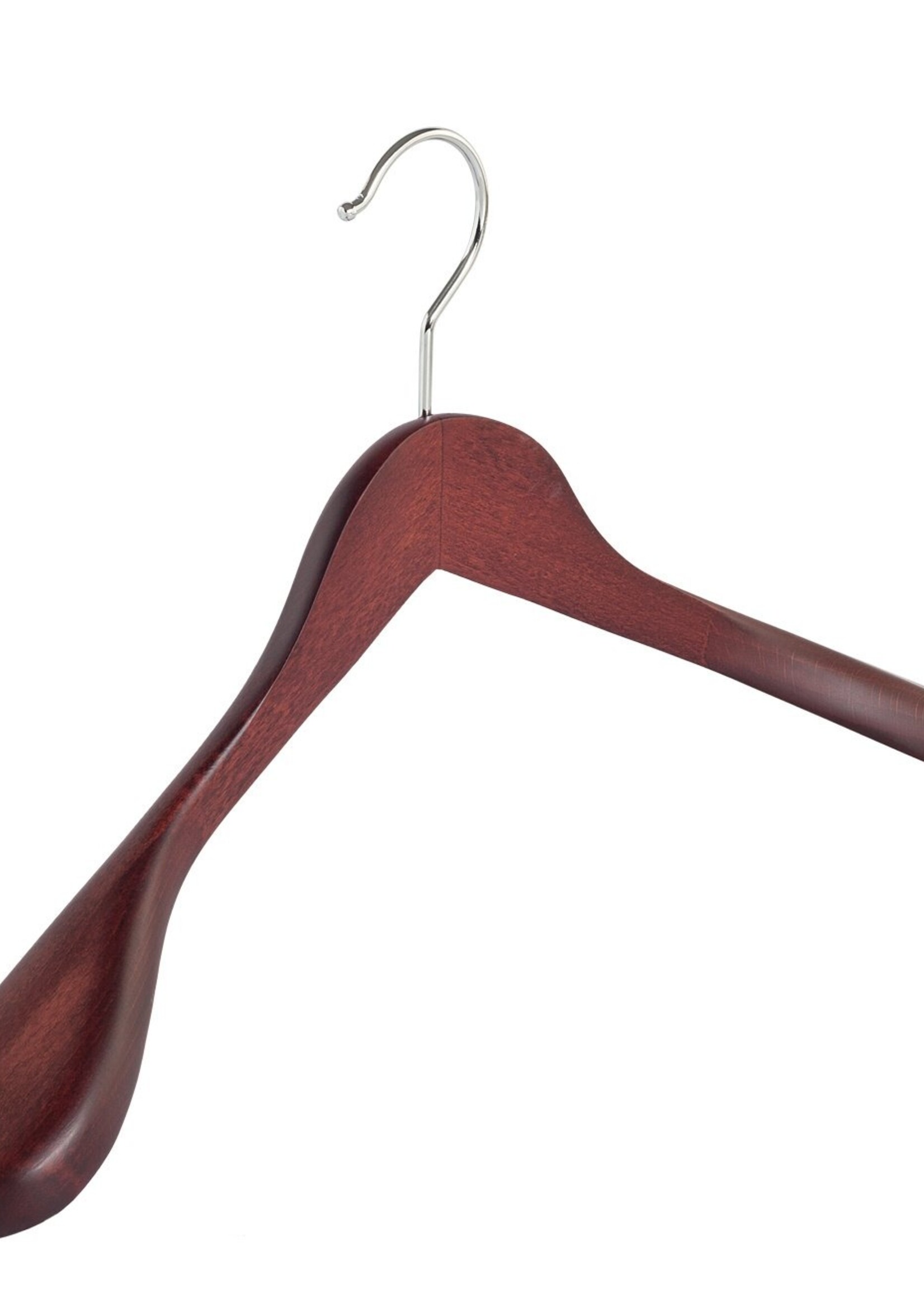 Cintre veste / costume (galbé) bois hêtre teinté acajou avec épaules larges