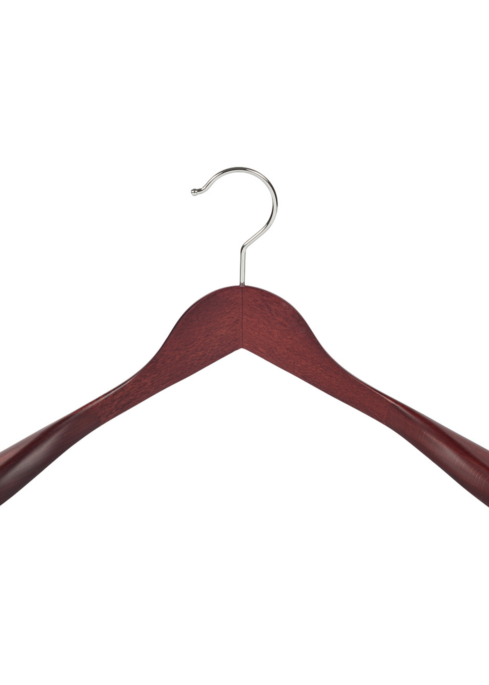 Cintre veste / costume (galbé) bois hêtre teinté acajou avec épaules larges