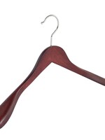 Cintre veste / costume (galbé) bois hêtre teinté acajou avec épaules larges