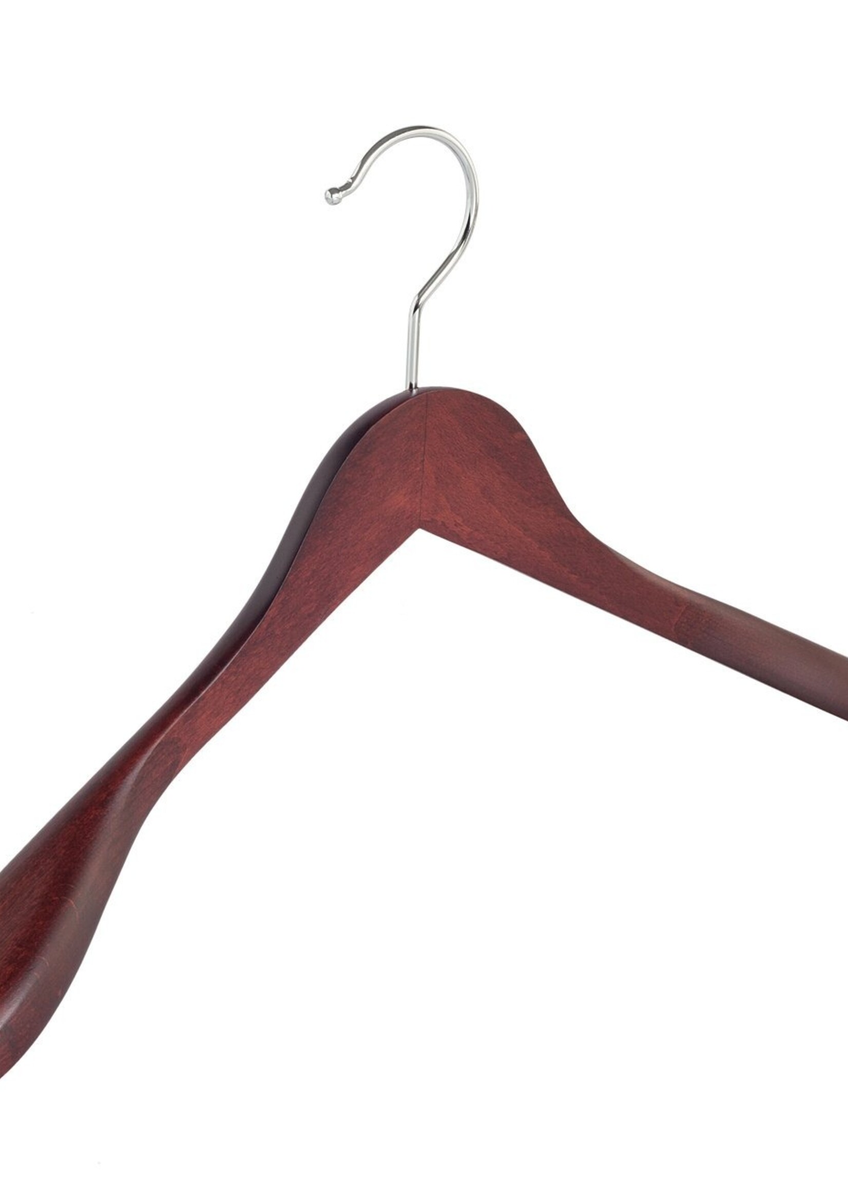 Cintre veste / costume (galbé) bois hêtre teinté acajou avec épaules larges