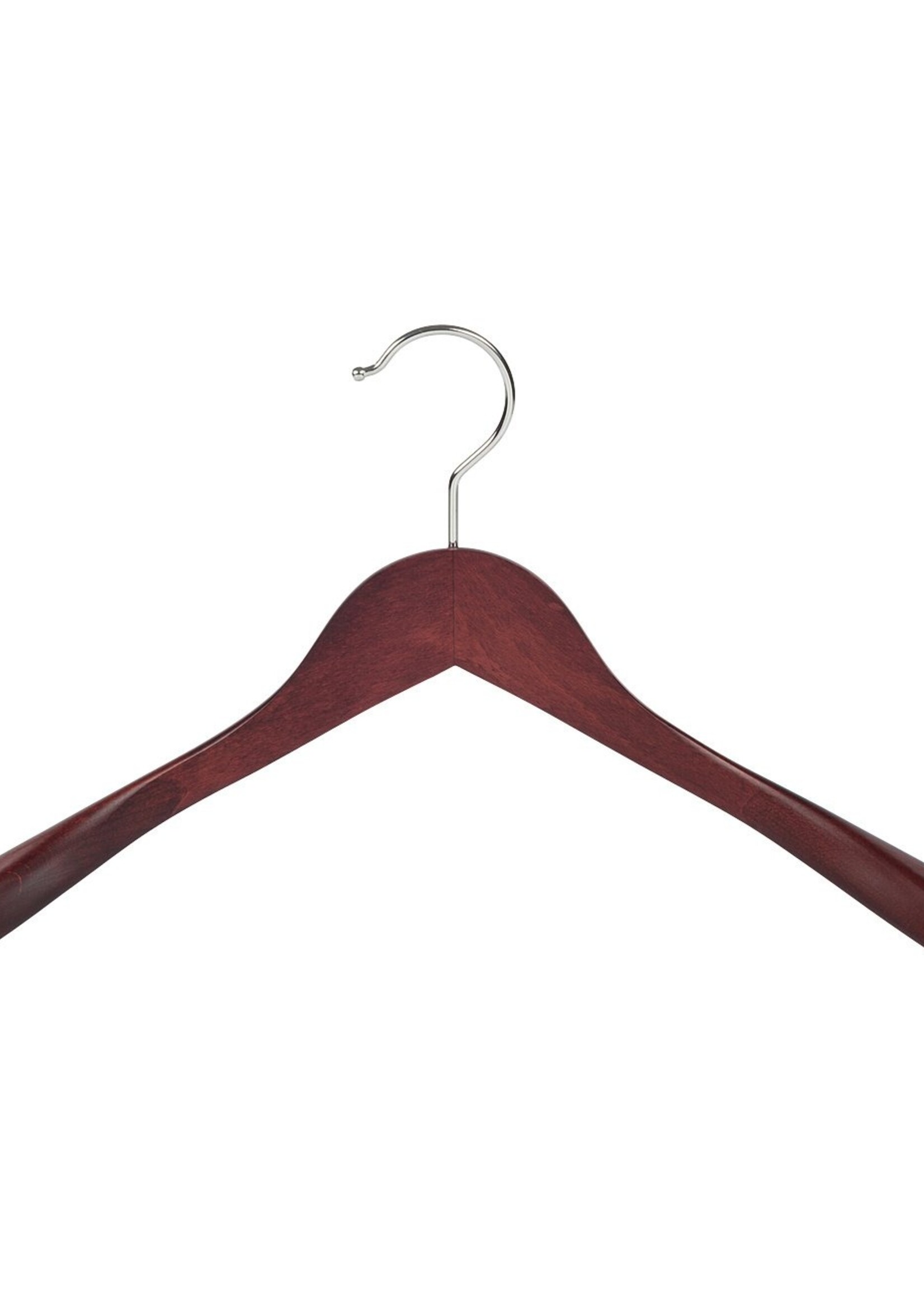 Cintre veste / costume (galbé) bois hêtre teinté acajou avec épaules larges