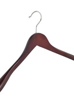 Cintre veste / costume (galbé) bois hêtre teinté acajou avec épaules larges