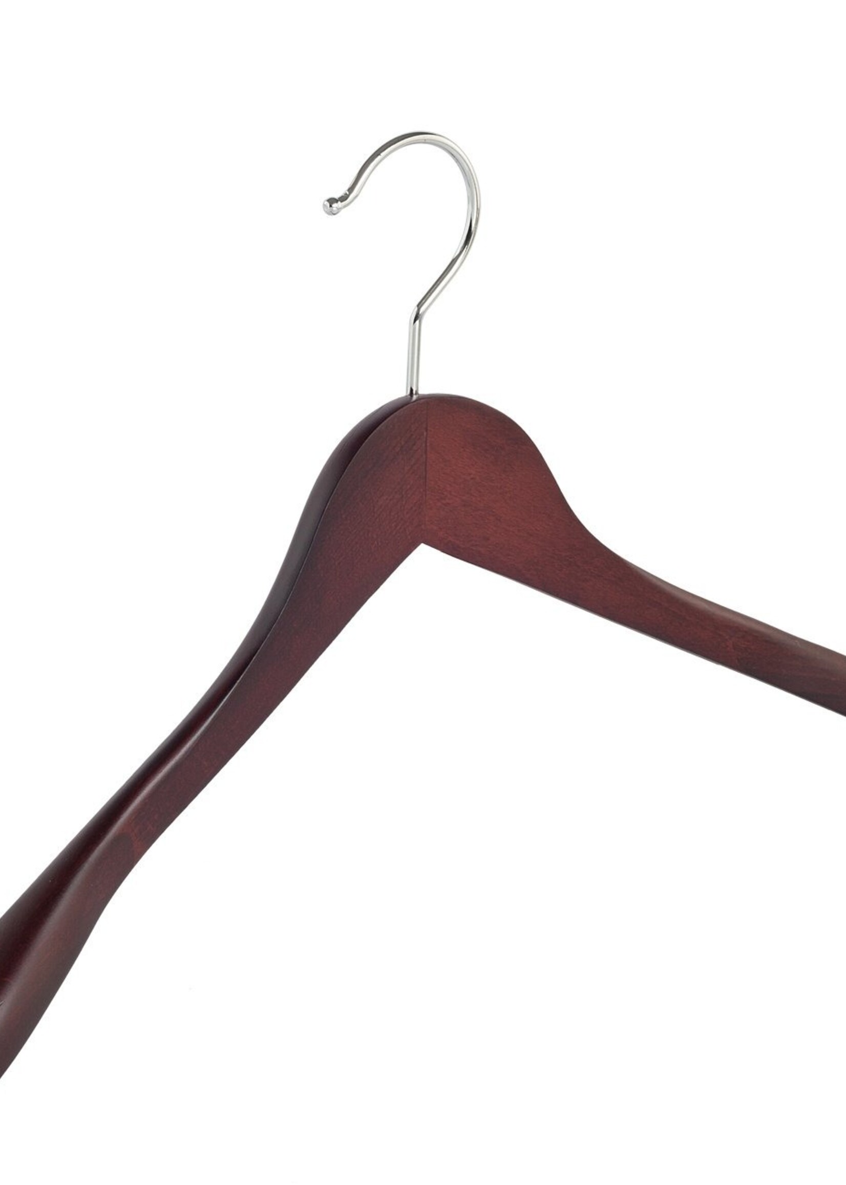 Cintre veste / costume (galbé) bois hêtre teinté acajou avec épaules larges