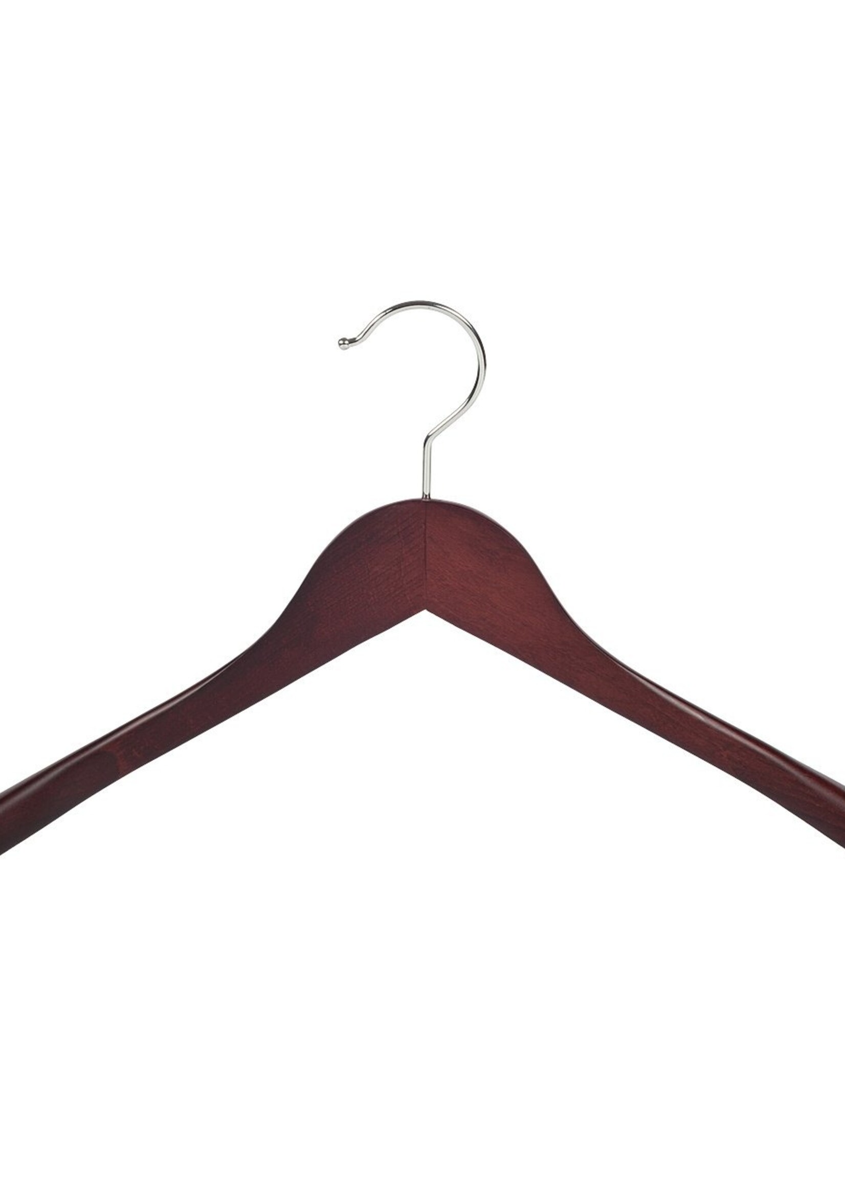 Cintre veste / costume (galbé) bois hêtre teinté acajou avec épaules larges