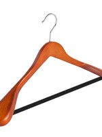 Cintre veste / costume (galbé) bois hêtre teinté cerisier avec épaules larges et barre antidérapant