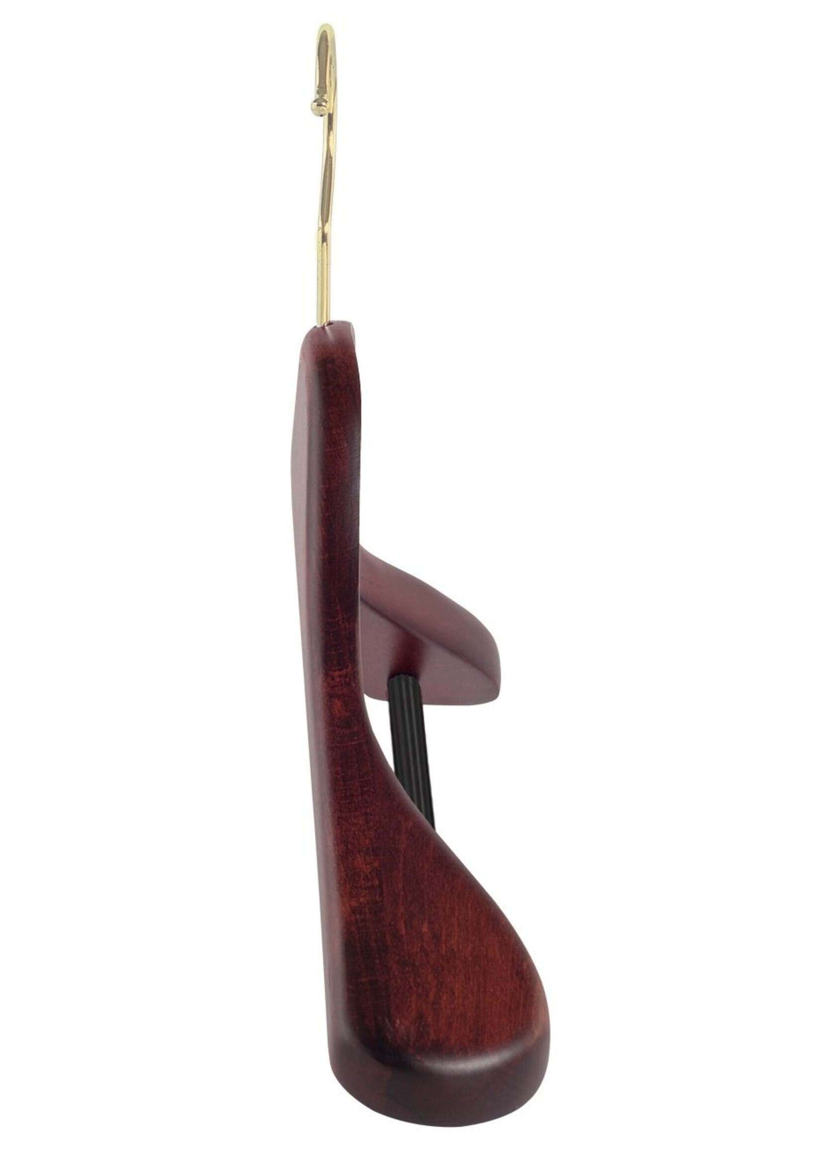 Cintre veste / costume (galbé) bois hêtre teinté acajou avec crochet doré, épaules larges et barre antidérapant