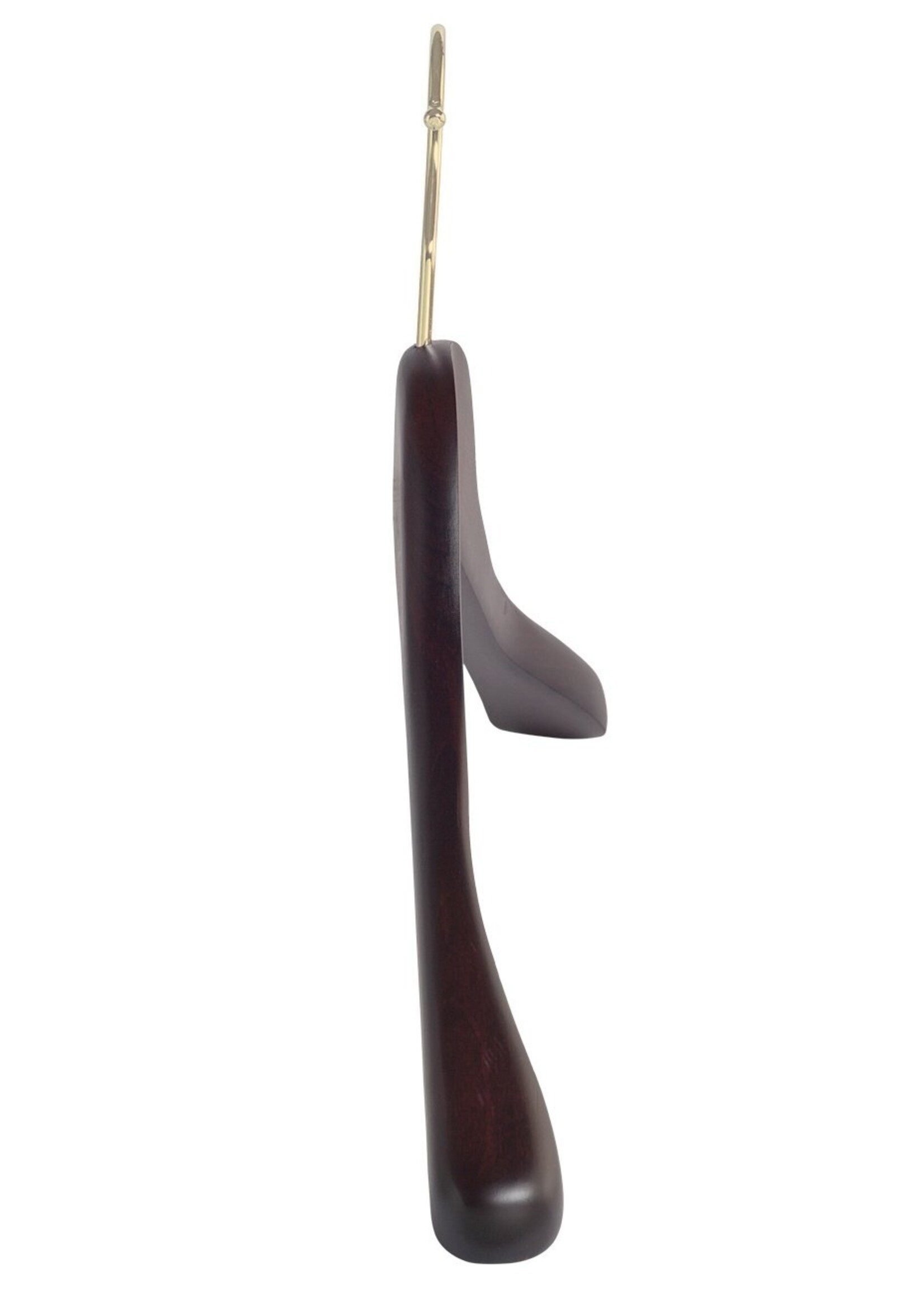 Cintre veste / costume (galbé) bois hêtre teinté acajou avec crochet doré et épaules larges