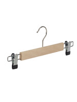 Cintre jupe / pantalon bois hêtre verni naturel avec pinces antidérapantes