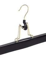 Clip pantalon bois hêtre laqué noir avec crochet doré et feutre intérieur
