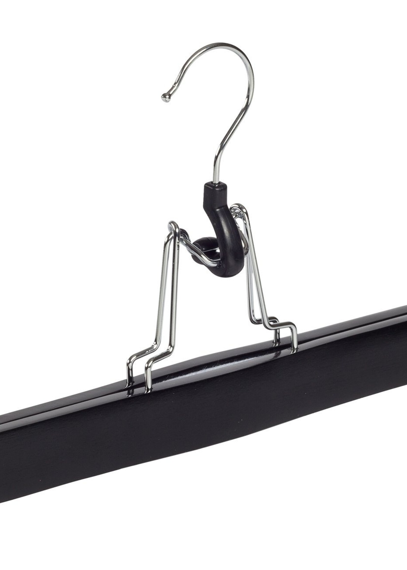 Clip pantalon bois hêtre laqué noir avec feutre intérieur