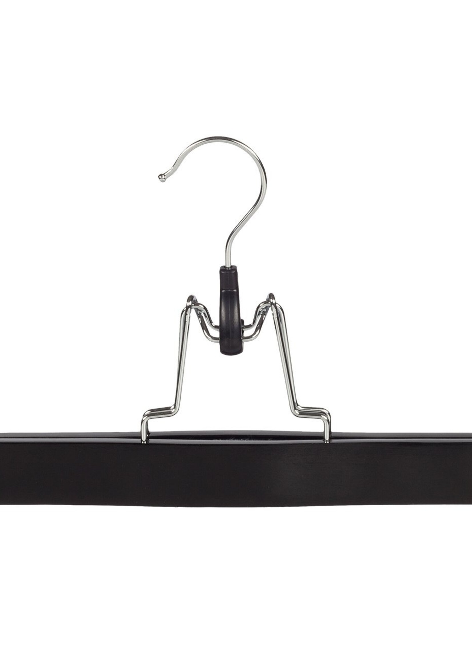 Clip pantalon bois hêtre laqué noir avec feutre intérieur