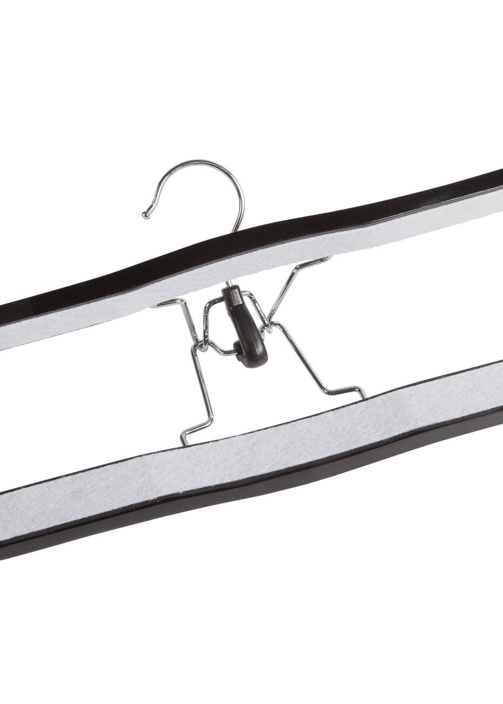 Clip pantalon bois hêtre laqué noir avec feutre intérieur