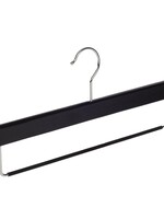 Cintre pantalon bois hêtre laqué noir avec barre antidérapant