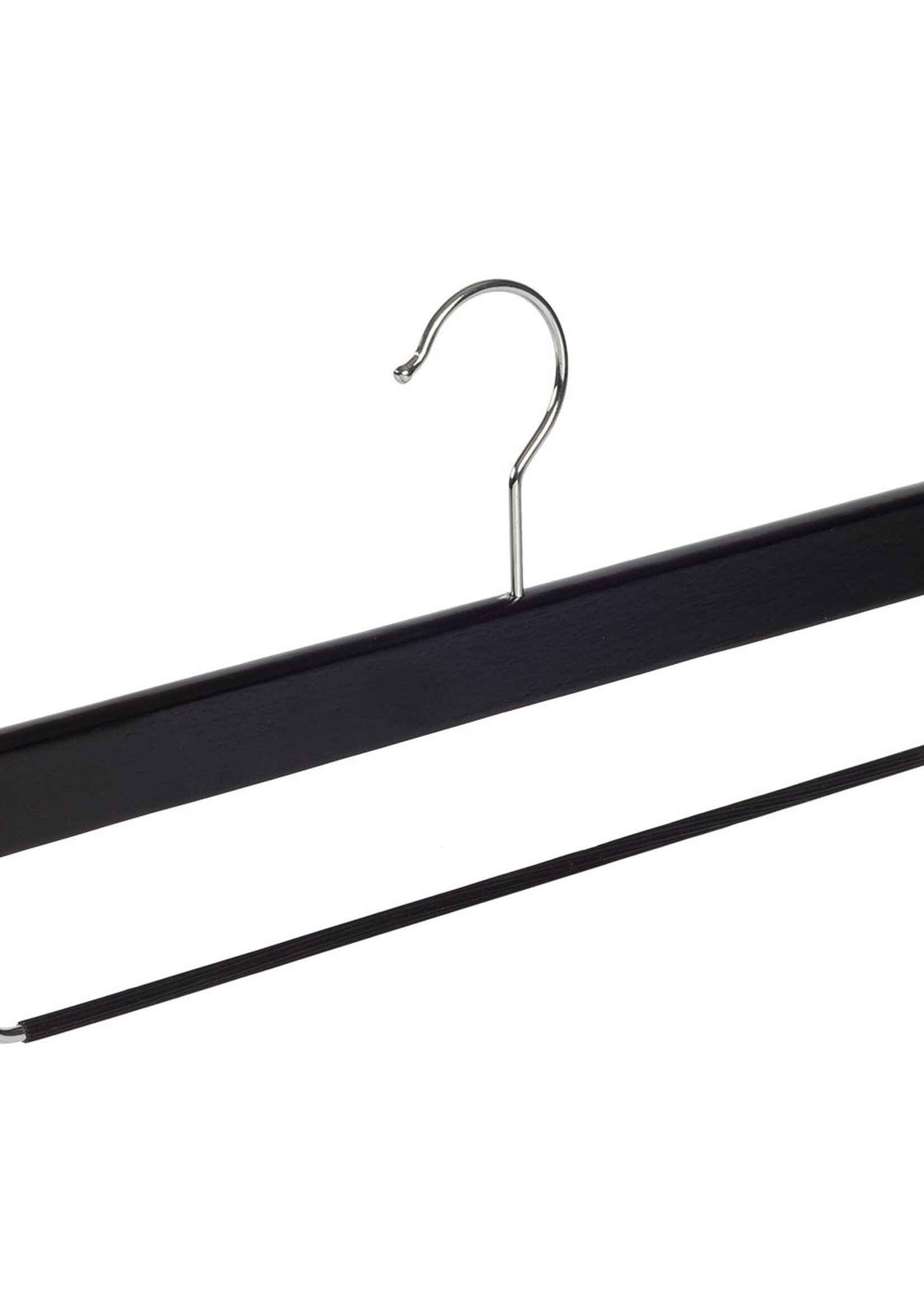 Cintre pantalon bois hêtre laqué noir avec barre antidérapant