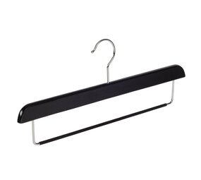 Cintre pantalon bois hêtre laqué noir avec barre antidérapant Cintre pantalon bois hêtre laqué noir avec barre antidérapant