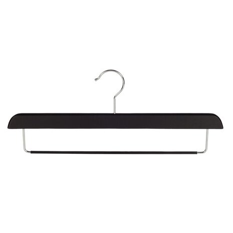 Cintre pantalon bois hêtre laqué noir avec barre antidérapant Cintre pantalon bois hêtre laqué noir avec barre antidérapant