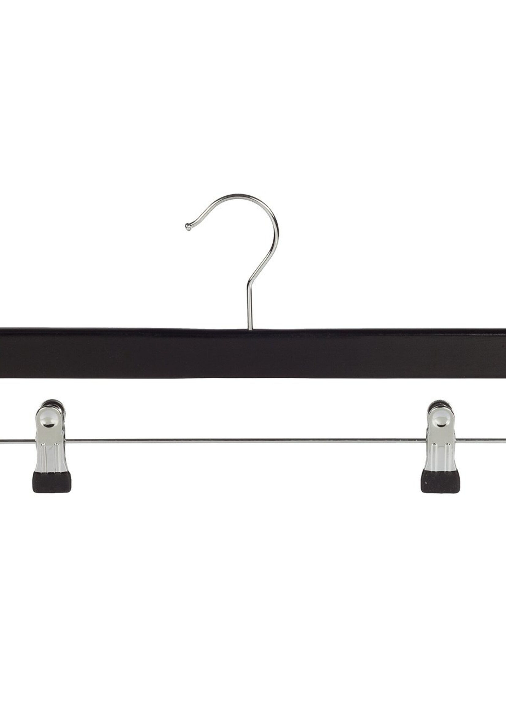 Cintre jupe / pantalon bois hêtre laqué noir avec pinces antidérapantes