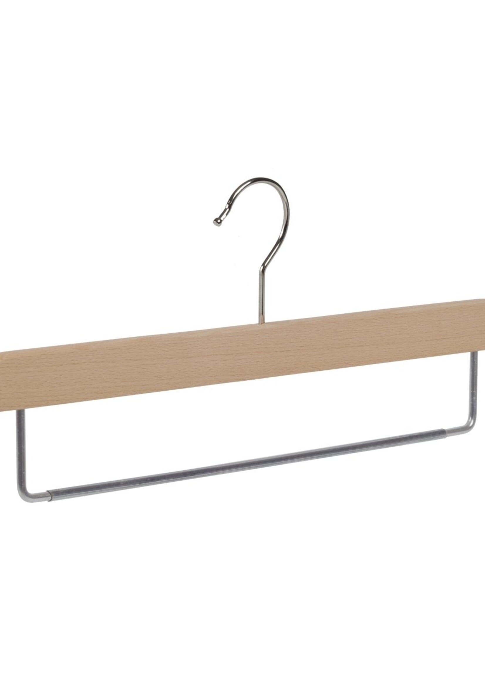 Cintre pantalon bois hêtre verni naturel avec barre antidérapante