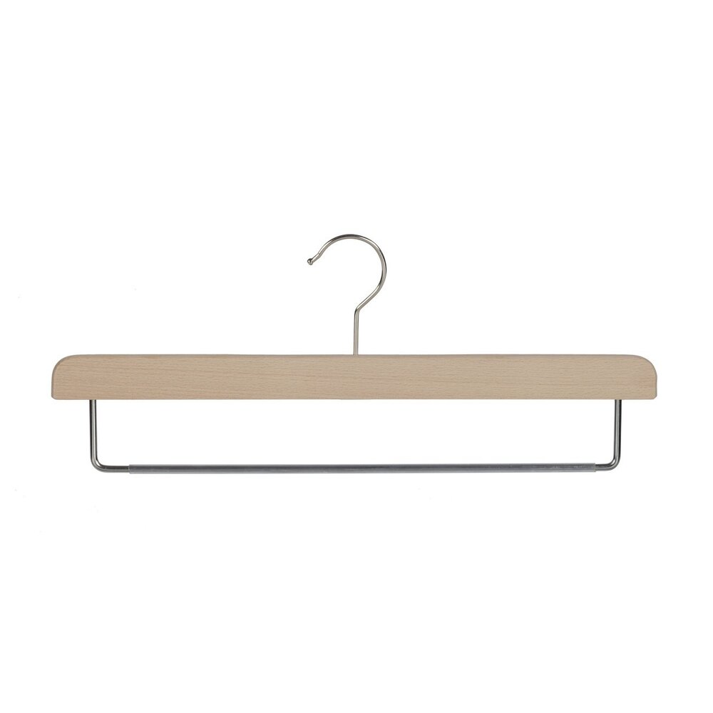 Cintre pantalon bois hêtre verni naturel avec barre antidérapante Cintre pantalon bois hêtre verni naturel avec barre antidérapante