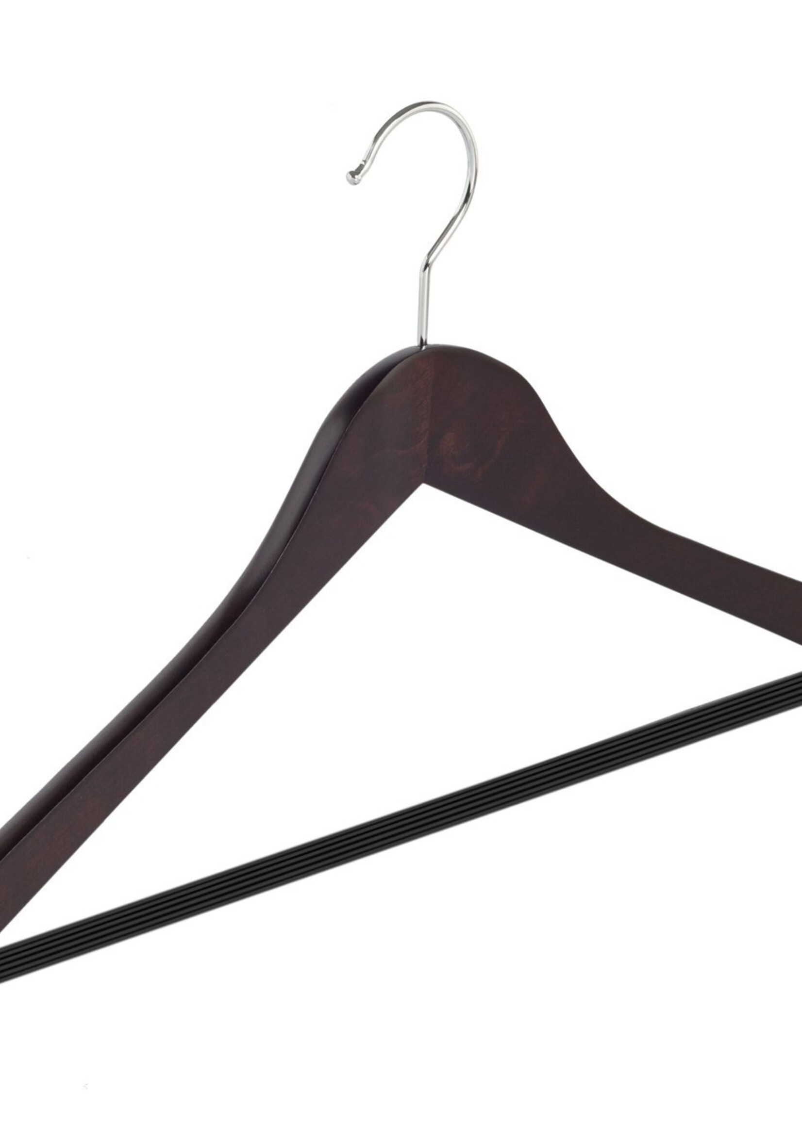 Cintre blouse / chemise (galbé) bois hêtre teinté wengé avec barre antidérapant