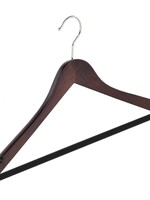 Cintre blouse / chemise (galbé) bois hêtre teinté wengé avec encoches et barre antidérapant