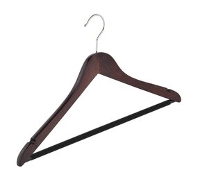 Cintre blouse / chemise (galbé) bois hêtre teinté wengé avec encoches et barre antidérapant Cintre blouse / chemise (galbé) bois hêtre teinté wengé avec encoches et barre antidérapant