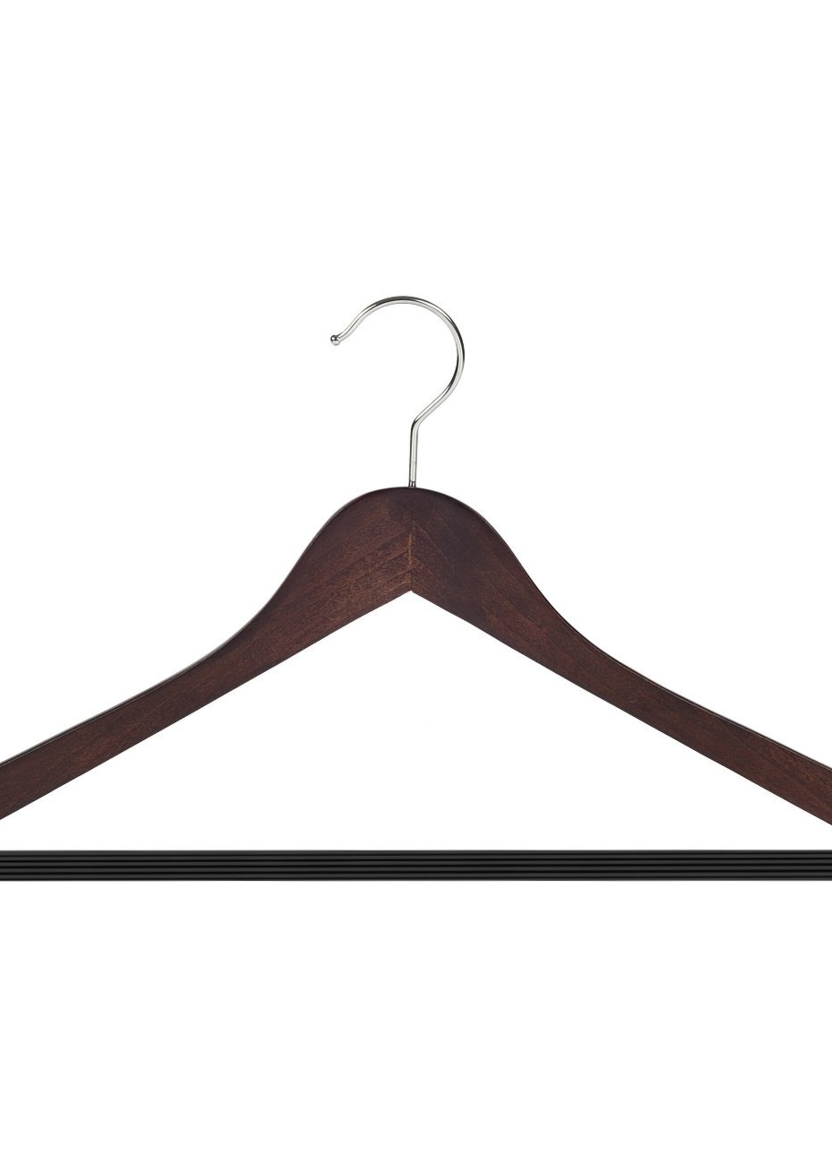 Cintre blouse / chemise (galbé) bois hêtre teinté wengé avec encoches et barre antidérapant