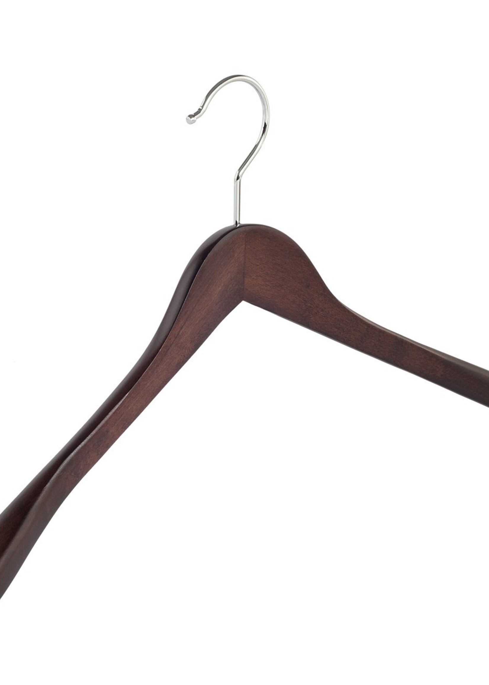 Cintre veste / costume (galbé) bois hêtre teinté wengé avec épaules larges