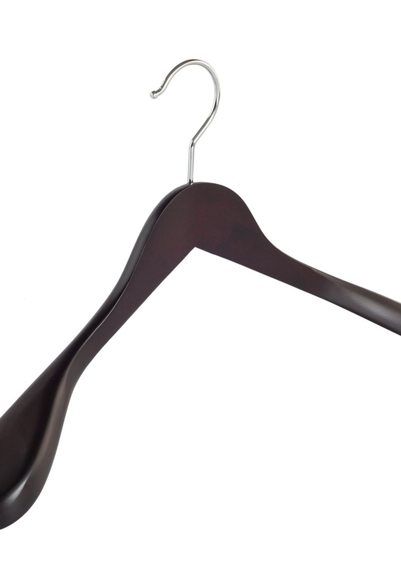 Cintre veste / costume (galbé) bois hêtre teinté wengé avec épaules larges