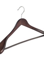 Cintre veste / costume (galbé) bois hêtre teinté wengé avec épaules larges et barre antidérapant