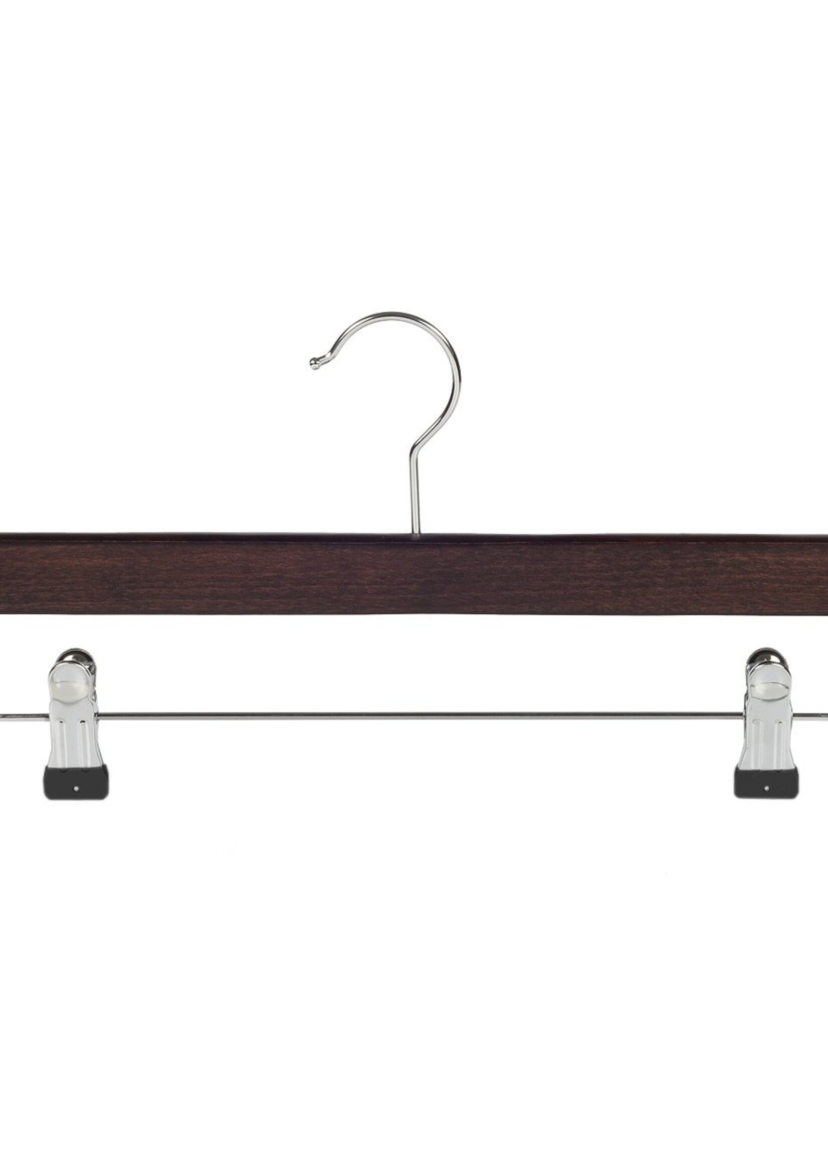 Cintre jupe / pantalon bois hêtre teinté wengé avec pinces antidérapantes