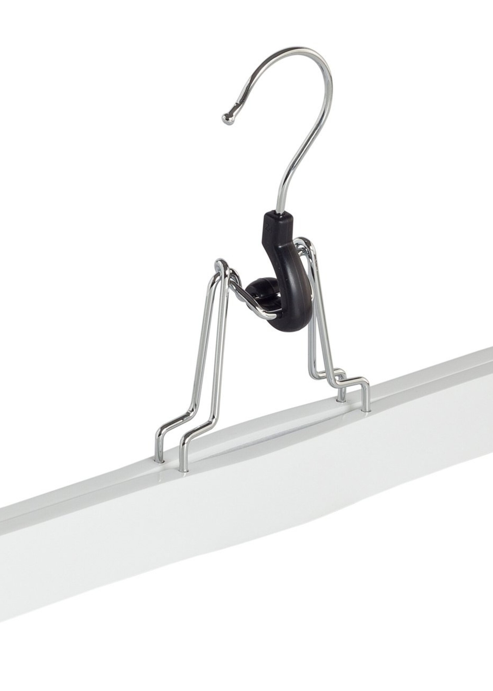 Clip pantalon bois hêtre laqué blanc avec feutre intérieur