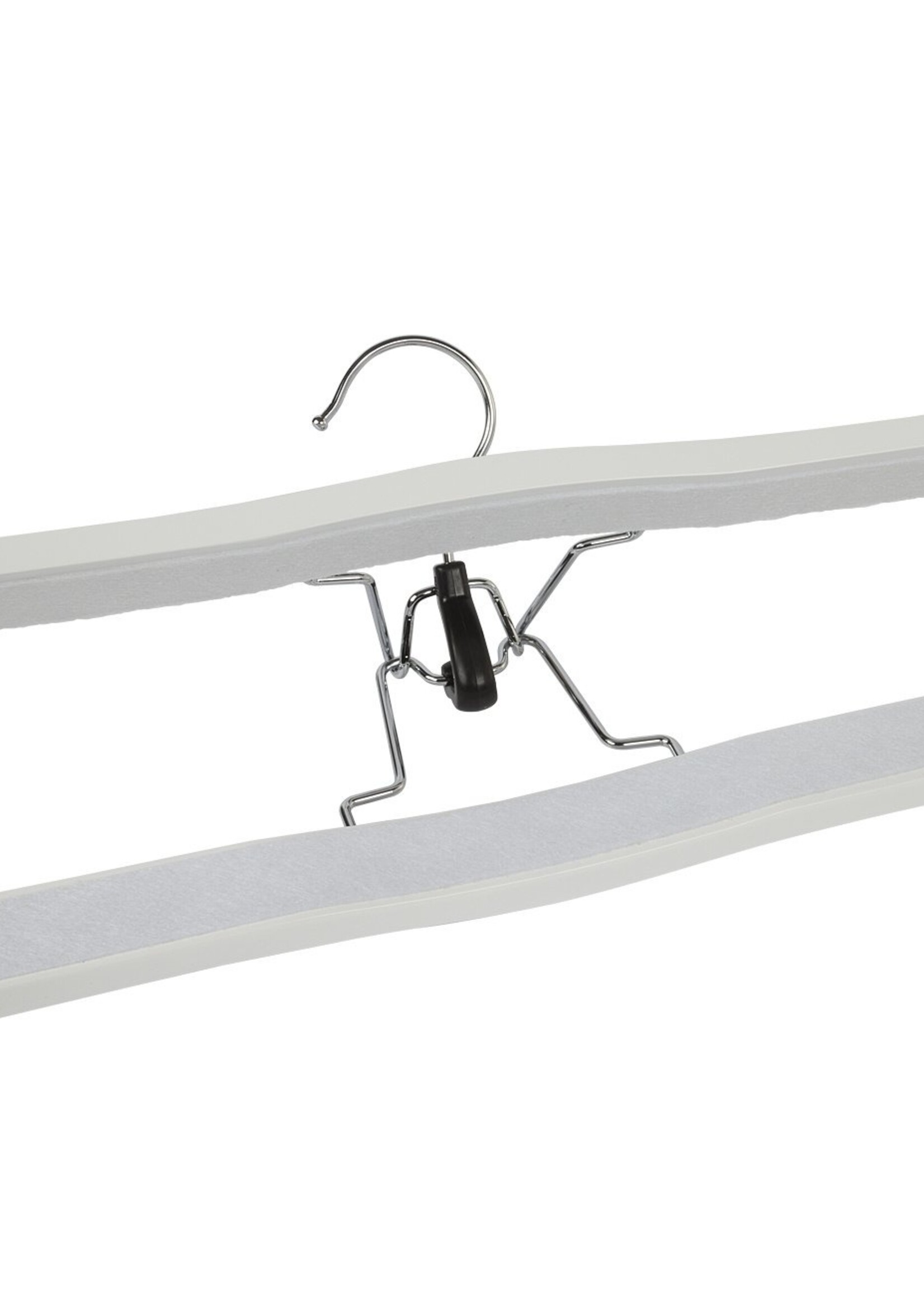 Clip pantalon bois hêtre laqué blanc avec feutre intérieur