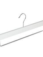 Cintre pantalon bois hêtre laqué blanc avec barre antidérapant