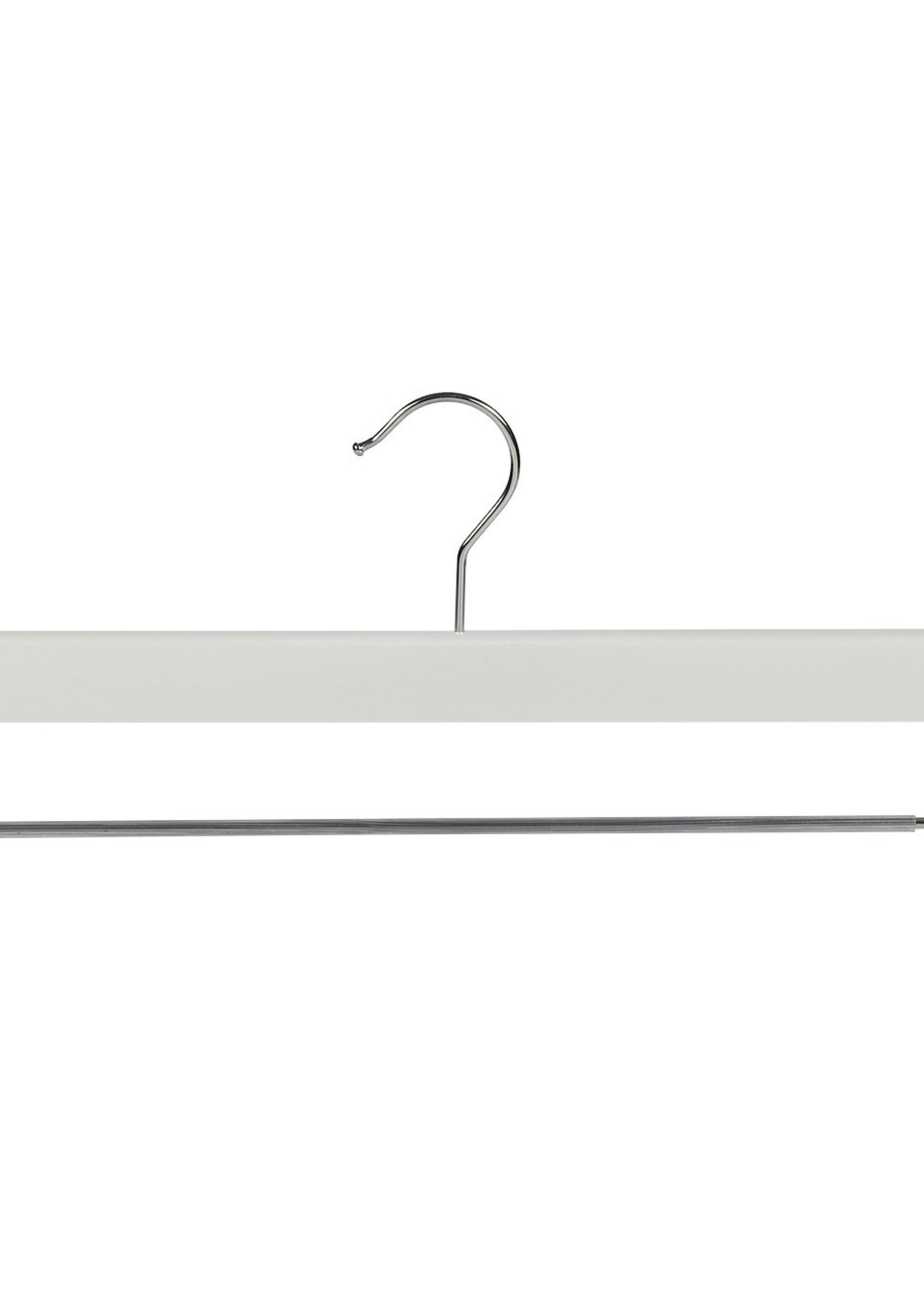 Cintre pantalon bois hêtre laqué blanc avec barre antidérapant