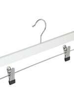 Cintre jupe / pantalon bois hêtre laqué blanc avec pinces antidérapantes