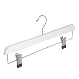 Cintre jupe / pantalon bois hêtre laqué blanc avec pinces antidérapantes Cintre jupe / pantalon bois hêtre laqué blanc avec pinces antidérapantes