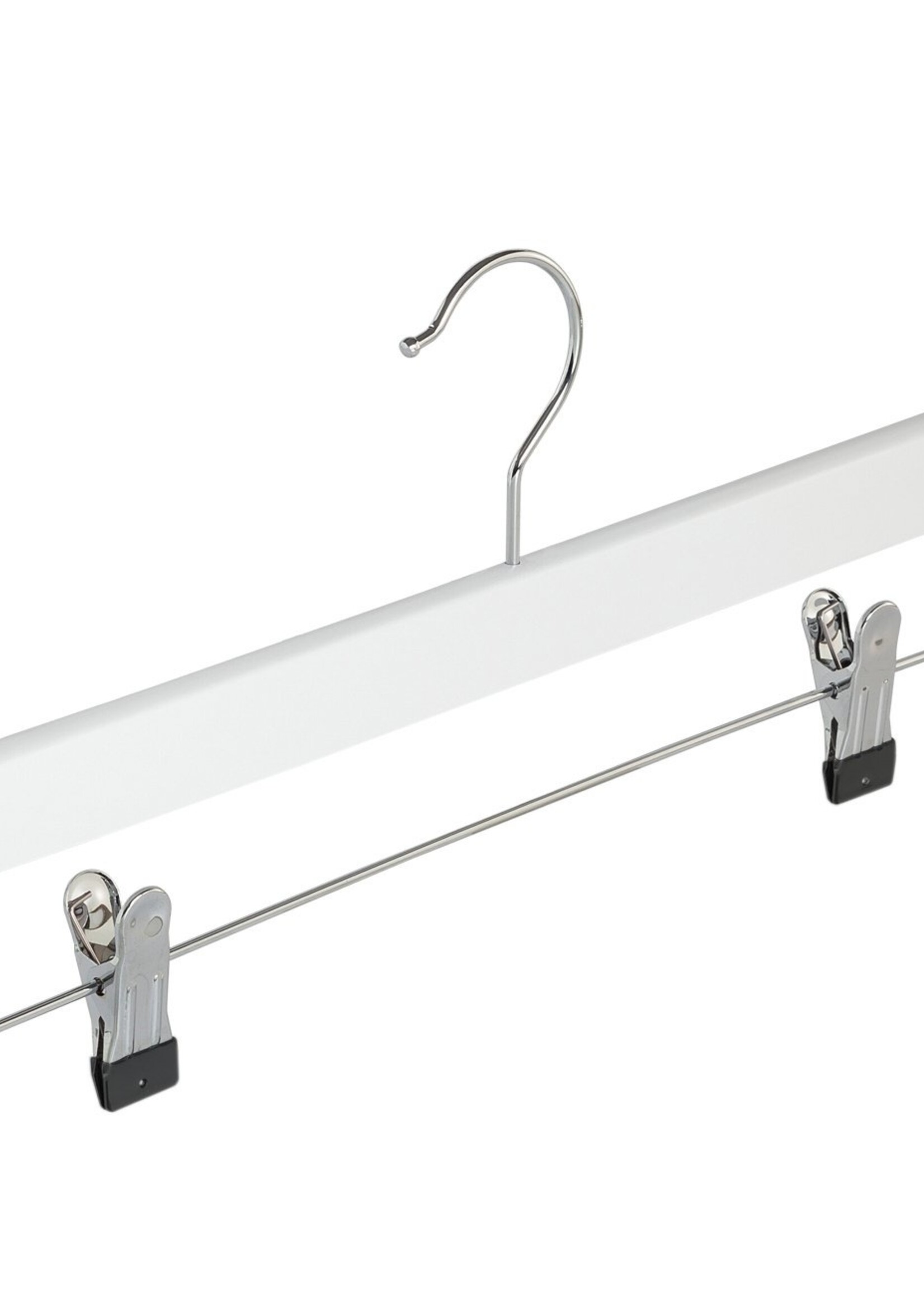 Cintre jupe / pantalon bois hêtre laqué blanc avec pinces antidérapantes