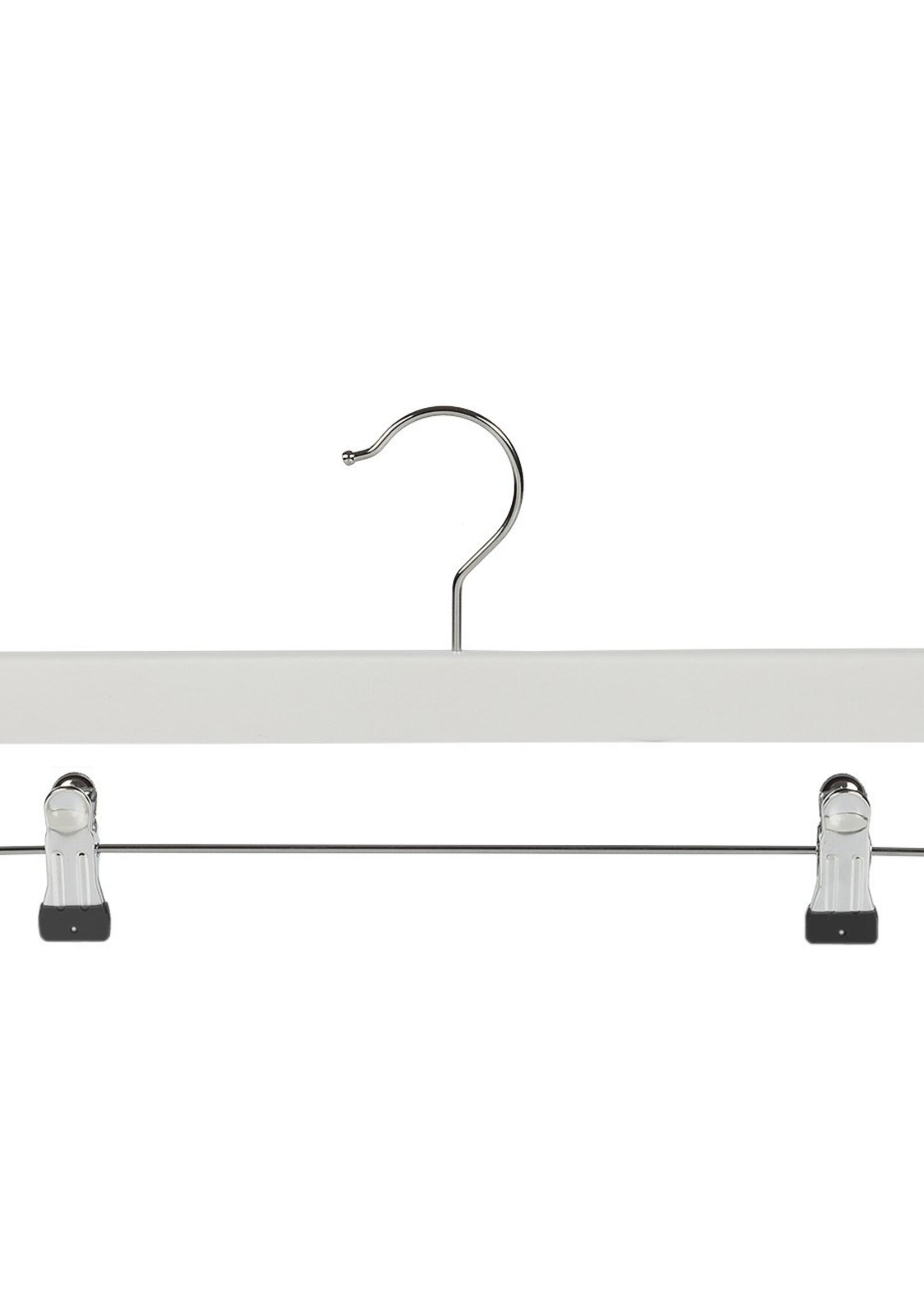 Cintre jupe / pantalon bois hêtre laqué blanc avec pinces antidérapantes