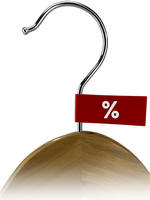 Fanion pour cintre, plastique, rouge avec impression blanche (25 pcs.)