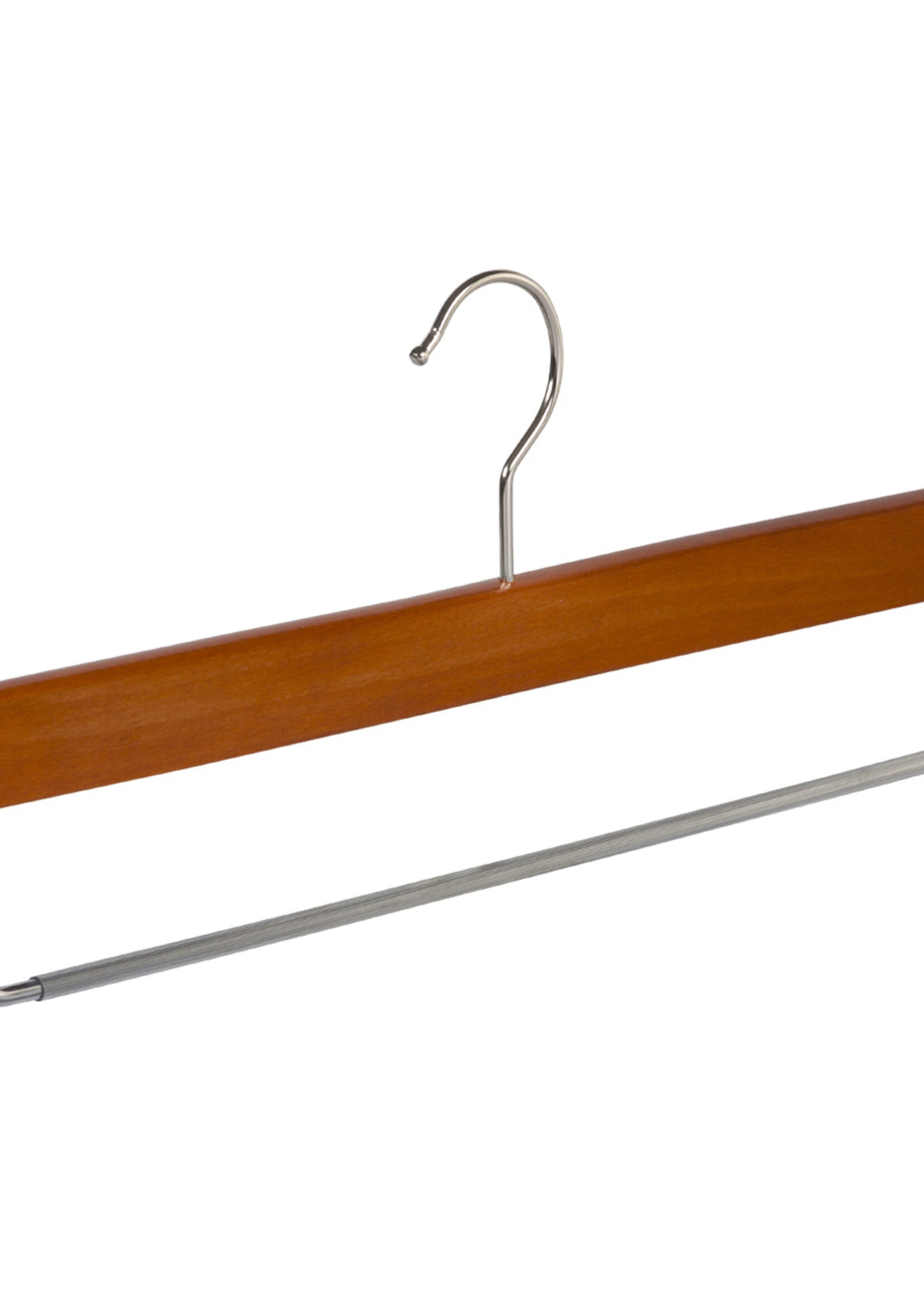 Cintre pantalon bois hêtre teinté cerisier avec barre antidérapant