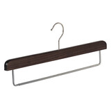 Cintre pantalon bois hêtre teinté noyer avec barre antidérapant Cintre pantalon bois hêtre teinté noyer avec barre antidérapant