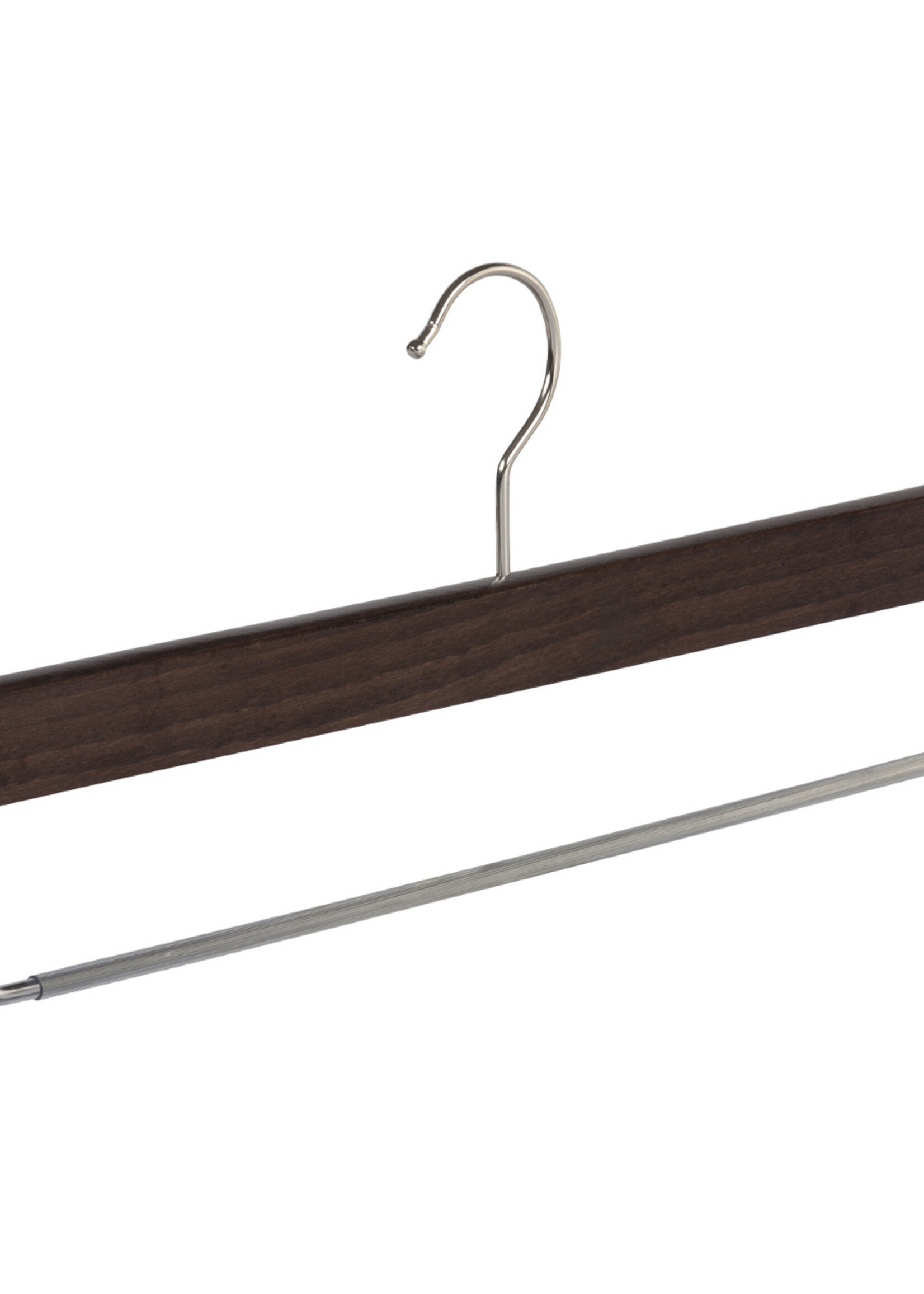 Cintre pantalon bois hêtre teinté noyer avec barre antidérapant